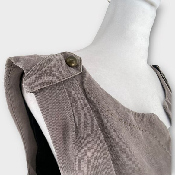 Coquille Brown Anthropologie Cargo Pockets Utility Cinched Waist Sheath Dress M - Picture 2 of 13